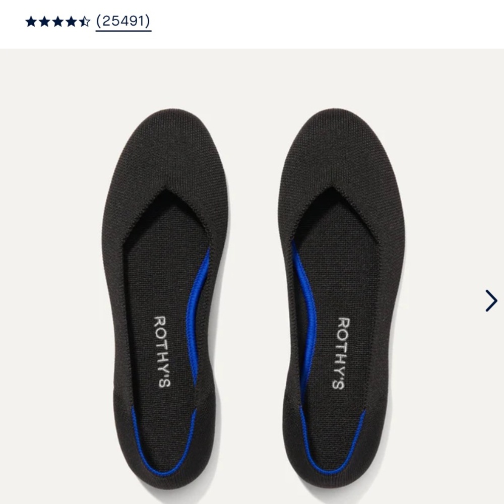 Rothy’s ‘The Flat’ in black. Excellent condition
